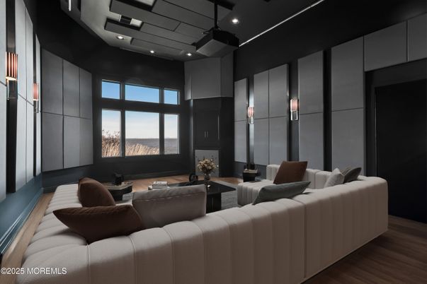 Interior, Living room, Recessed Lighting, Wood Texture Flooring