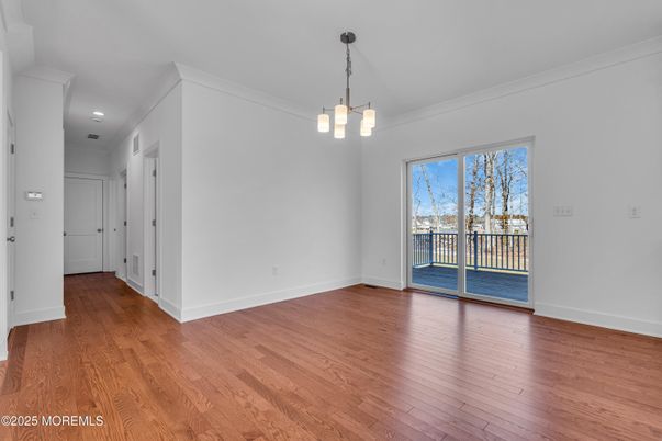 Empty room, Interior, Pendant Lights, Recessed Lighting, Wood Texture Flooring