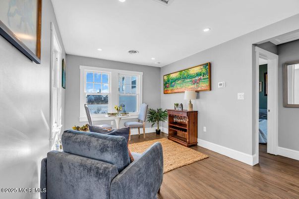 Dining room, Interior, Recessed Lighting, Wood Texture Flooring