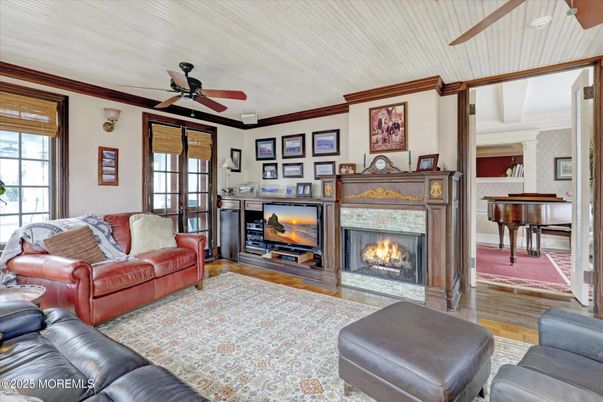 Fireplace, Interior, Living room, Piano, Wood Texture Flooring