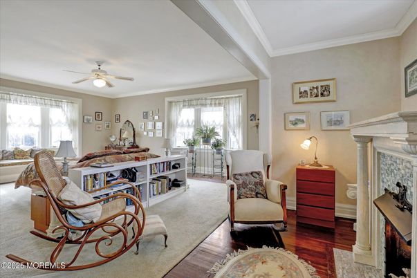 Dining room, Fireplace, Interior, Wood Texture Flooring