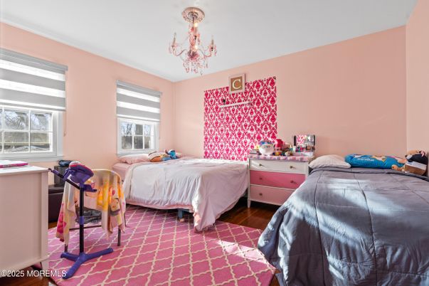 Bedroom, Chandelier, Interior, Wood Texture Flooring
