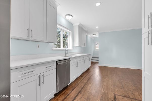Interior, Kitchen, Recessed Lighting, Wood Texture Flooring