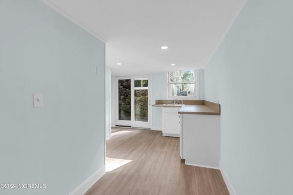 Interior, Kitchen, Recessed Lighting, Wood Texture Flooring