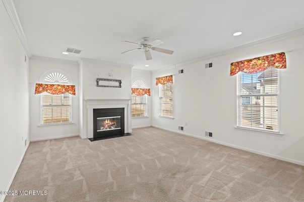 Empty room, Fireplace, Interior, Recessed Lighting
