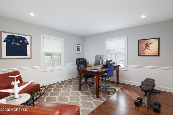 Home Office, Interior, Recessed Lighting, Wood Texture Flooring