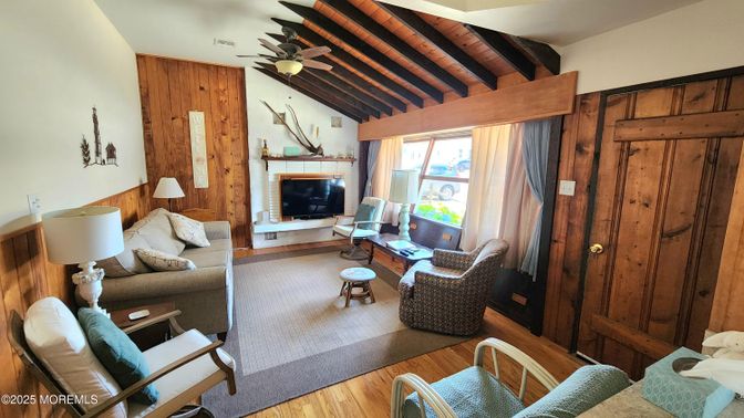 Fireplace, Interior, Living room, Wooden Beams, Wood Texture Flooring, Wooden Walls