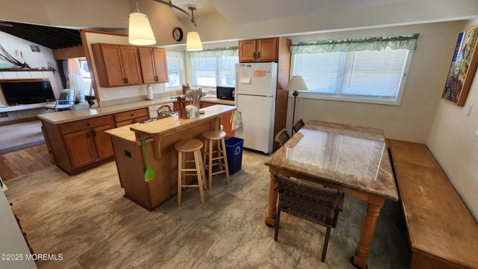 Interior, Kitchen, Pendant Lights, Wood Texture Flooring