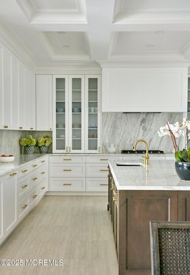 Interior, Kitchen, Marble Walls, Wood Texture Flooring