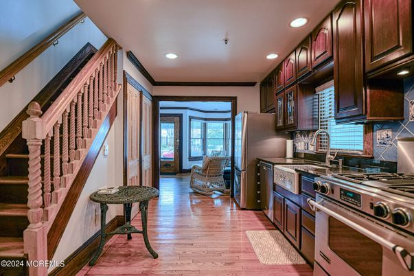 Interior, Kitchen, Recessed Lighting, Wood Texture Flooring
