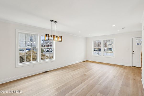 Empty room, Interior, Pendant Lights, Recessed Lighting, Wood Texture Flooring