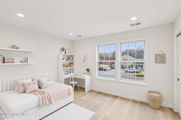 Bedroom, Home Office, Interior, Recessed Lighting, Wood Texture Flooring