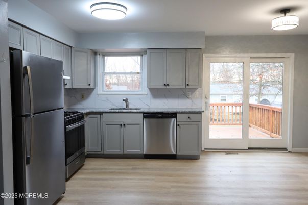 Interior, Kitchen, Stainless Steel Appliances, Wood Texture Flooring