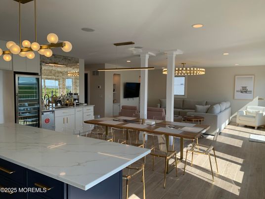 Dining room, Interior, Kitchen, Living room, Pendant Lights, Recessed Lighting, Wood Texture Flooring