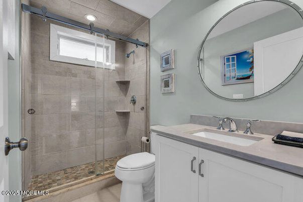 Bathroom, Glass Shower, Interior, Recessed Lighting