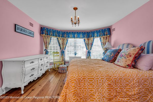 Bedroom, Chandelier, Interior, Wood Texture Flooring
