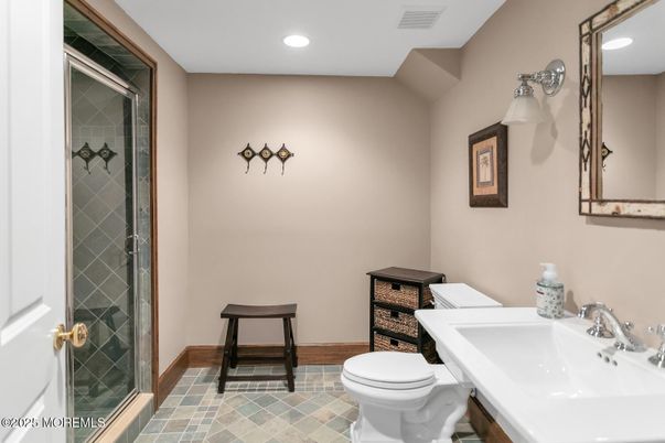 Bathroom, Glass Shower, Interior, Recessed Lighting