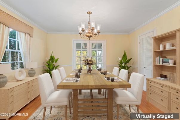 Chandelier, Dining room, Interior, Wood Texture Flooring