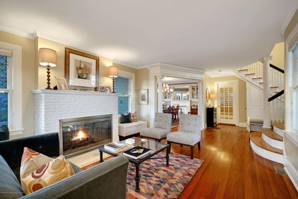 Chandelier, Dining room, Fireplace, Interior, Living room, Wood Texture Flooring