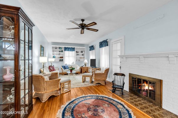 Fireplace, Interior, Living room, Stone Walls, Wood Texture Flooring