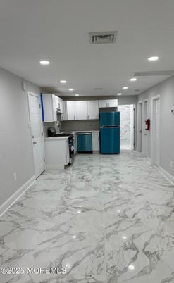 Interior, Kitchen, Marble, Recessed Lighting, Stainless Steel Appliances