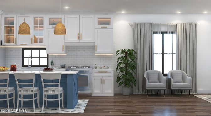 Interior, Kitchen, Pendant Lights, Recessed Lighting, Wood Texture Flooring