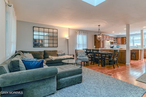 Dining room, Interior, Kitchen, Living room, Pendant Lights, Recessed Lighting, Wood Texture Flooring