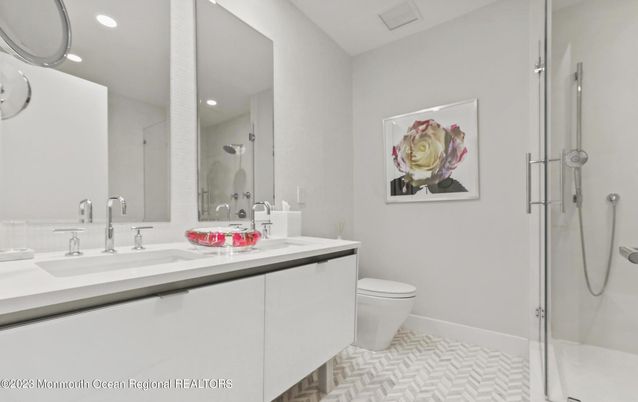 Bathroom, Dual Sink Vanities, Glass Shower, Interior, Recessed Lighting