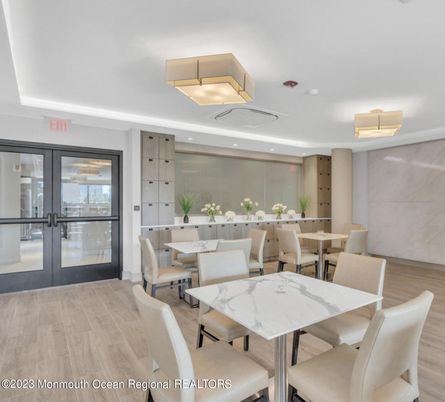 Dining room, Interior, Recessed Lighting, Wood Texture Flooring