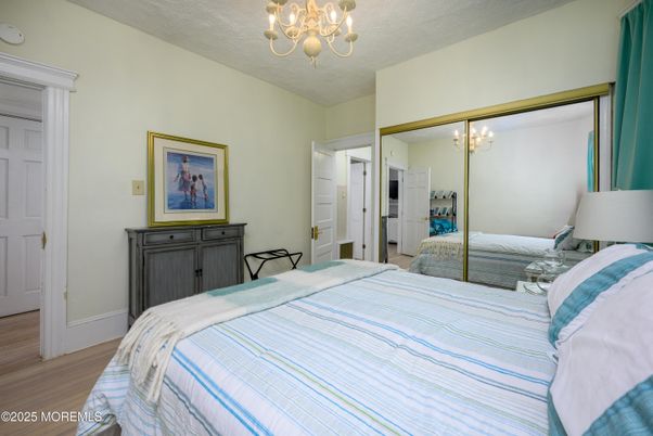 Bedroom, Chandelier, Interior, Wood Texture Flooring