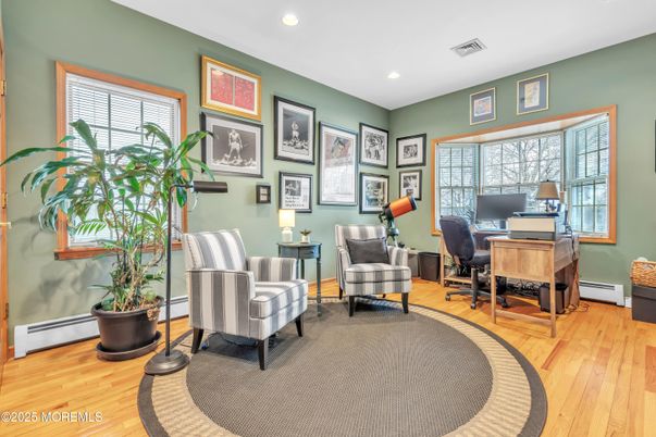 Home Office, Interior, Recessed Lighting, Wood Texture Flooring
