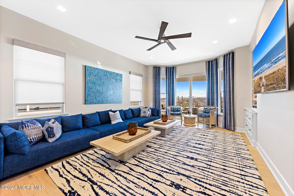 Interior, Living room, Recessed Lighting, Wood Texture Flooring