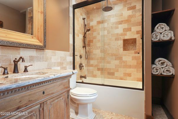Bathroom, Glass Shower, Interior, Stone Walls