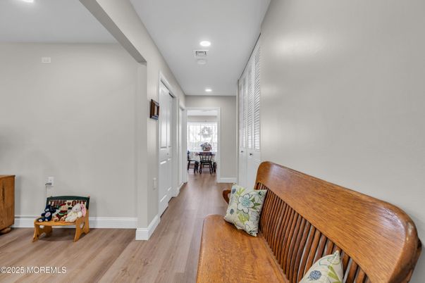 Dining room, Interior, Recessed Lighting, Wood Texture Flooring