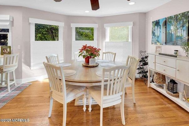 Dining room, Interior, Recessed Lighting, Wood Texture Flooring