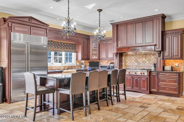 Chandelier, Interior, Kitchen, Recessed Lighting, Stainless Steel Appliances
