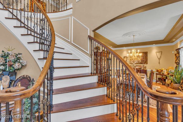 Chandelier, Interior, Recessed Lighting, Wood Texture Flooring
