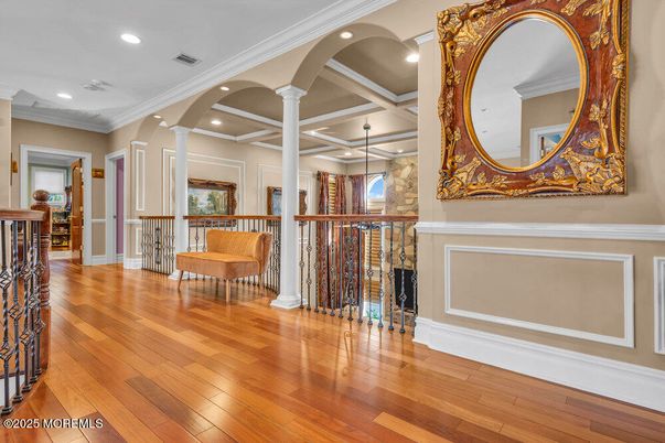 Fireplace, Interior, Recessed Lighting, Wood Texture Flooring