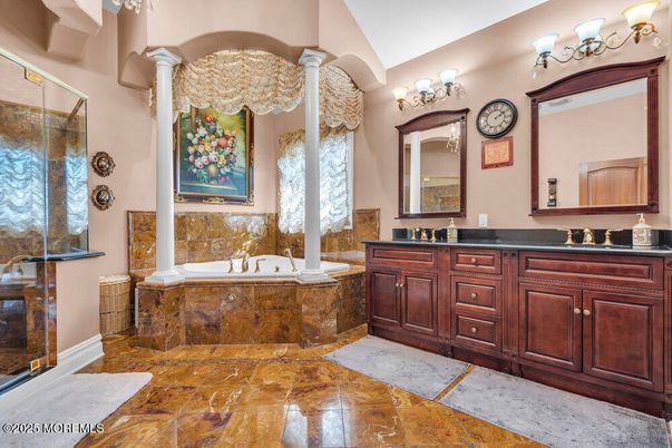 Bathroom, Dual Sink Vanities, Glass Shower, Interior