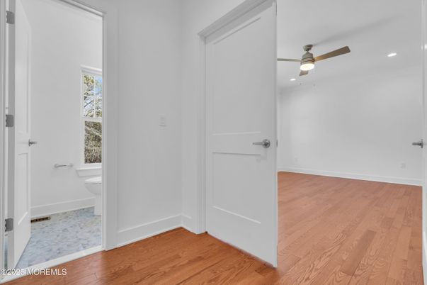 Bathroom, Empty room, Interior, Recessed Lighting, Wood Texture Flooring