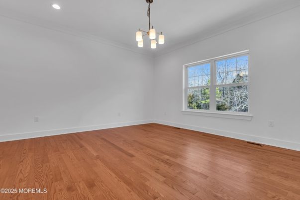 Empty room, Interior, Pendant Lights, Recessed Lighting, Wood Texture Flooring