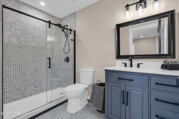 Bathroom, Glass Shower, Interior, Recessed Lighting