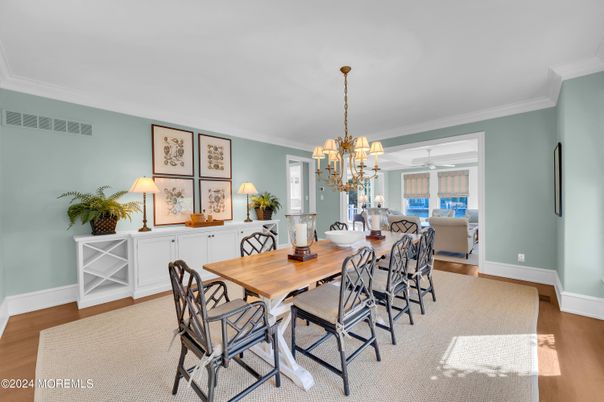 Chandelier, Dining room, Interior, Wood Texture Flooring