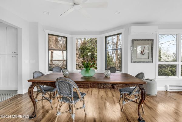 Dining room, Interior, Recessed Lighting, Wood Texture Flooring