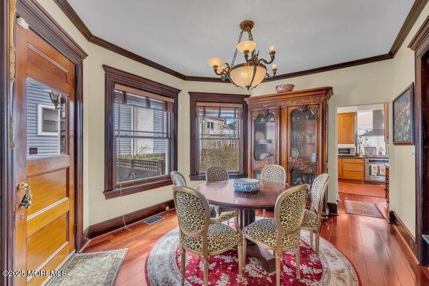 Chandelier, Dining room, Interior, Wood Texture Flooring