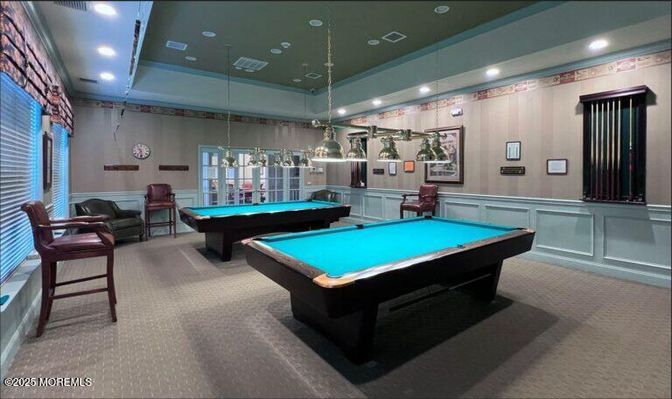 Billiard Table, Game Room, Interior, Pendant Lights, Recessed Lighting