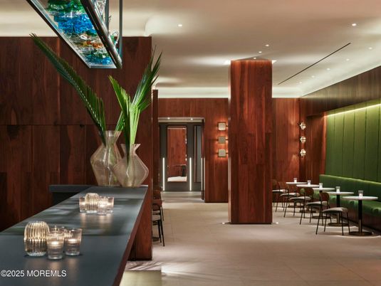 Dining room, Interior, Recessed Lighting, Wooden Walls