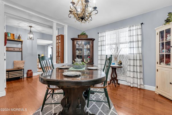 Chandelier, Dining room, Interior, Wood Texture Flooring