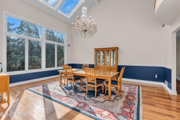 Chandelier, Dining room, Interior, Wood Texture Flooring