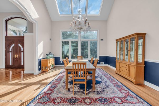 Chandelier, Dining room, Interior, Wood Texture Flooring